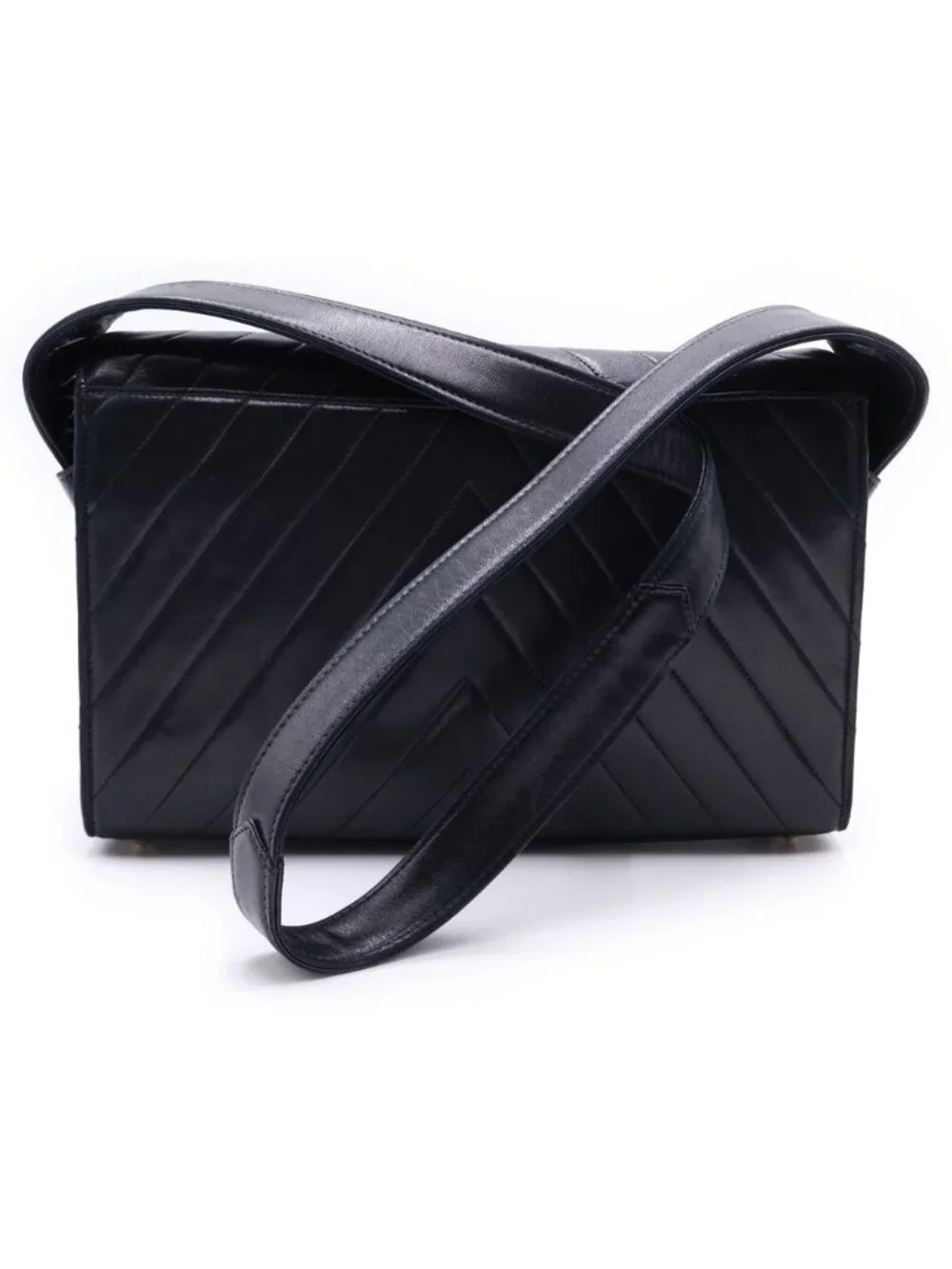 Chanel Chez Blanc Lambskin Gold Vintage Shoulder Bag Black